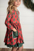 Kids Red Green Plaid Ruffle Button Holiday Christmas Dress