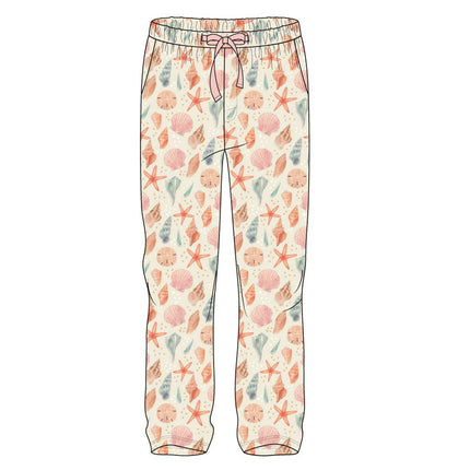 Sandy Seashells Relaxed Adult Bamboo Pajamas Lounge Pants