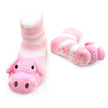 Pink and White Pig Boogie Toes Rattle Socks