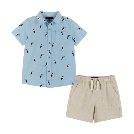 Boys Toddler Woven Short Sleeve Buttondown Shirt & Short