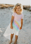 Kids Light Pink Pastel Rainbow Hi Lo Spring Easter Dress