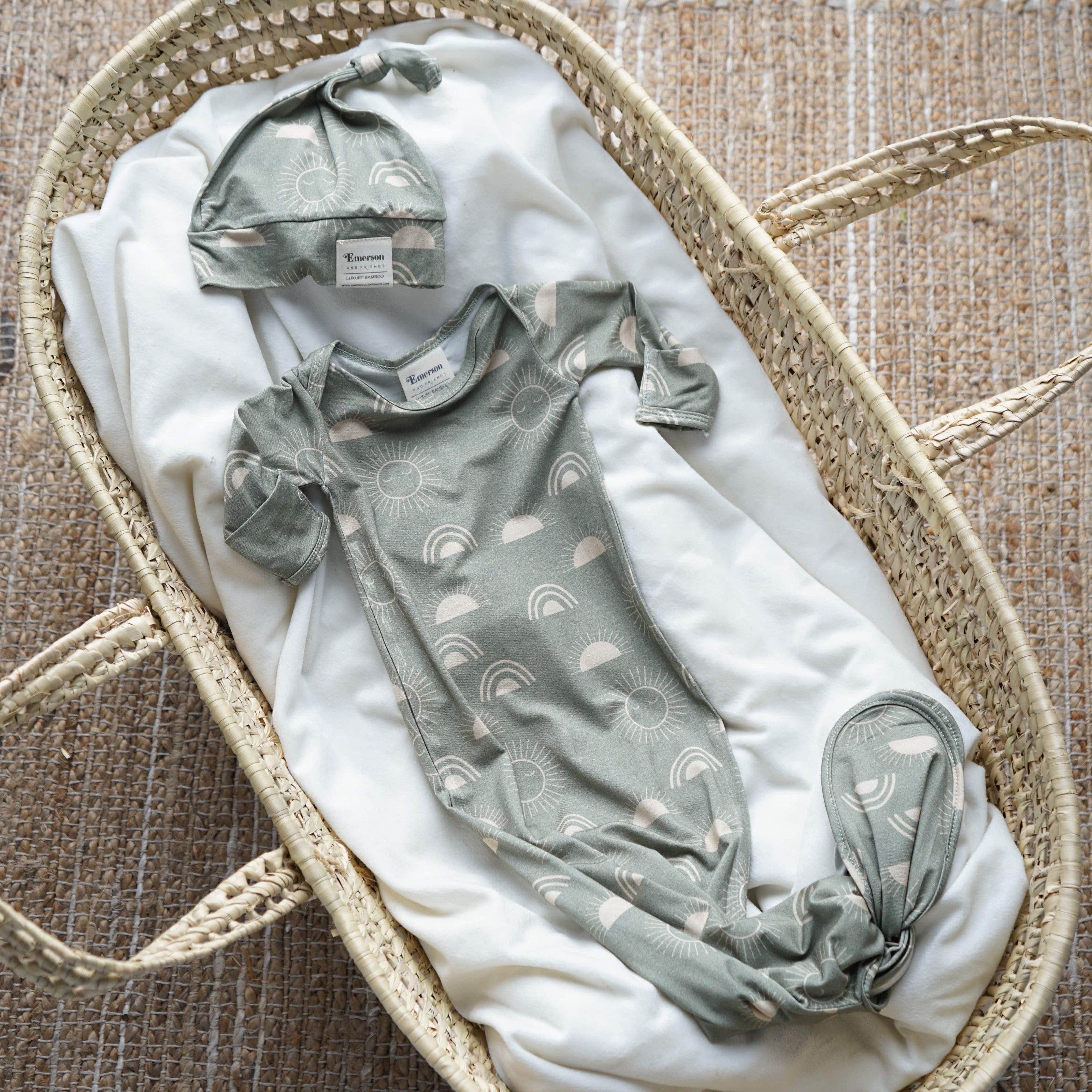 Celestial Sun Bamboo Gown Newborn Baby Gift Set