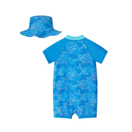 Infant Swim Romper & Hat Set - Shark Adventure