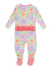 Rainbow Kaleidoscope Hearts Bamboo Viscose Footed Ruffle One Piece Pajama