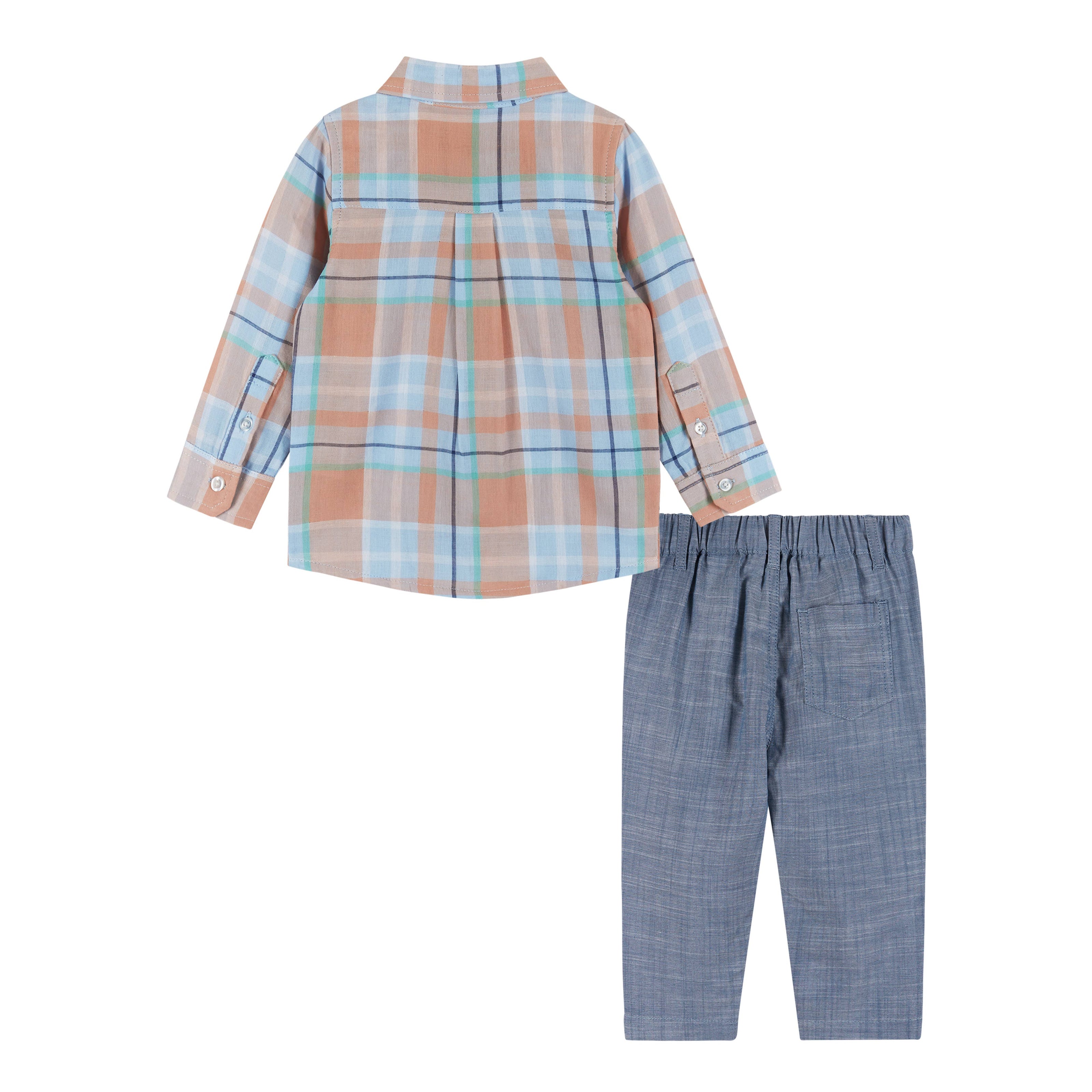 Boys Baby Plaid Buttondown & Pants Set