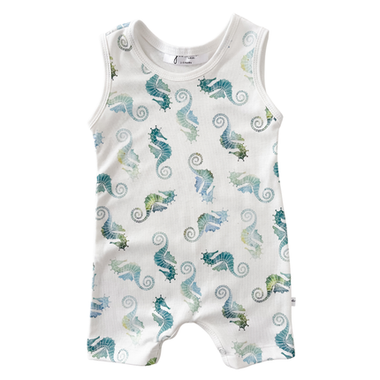 Organic Tank Romper - Seahorses