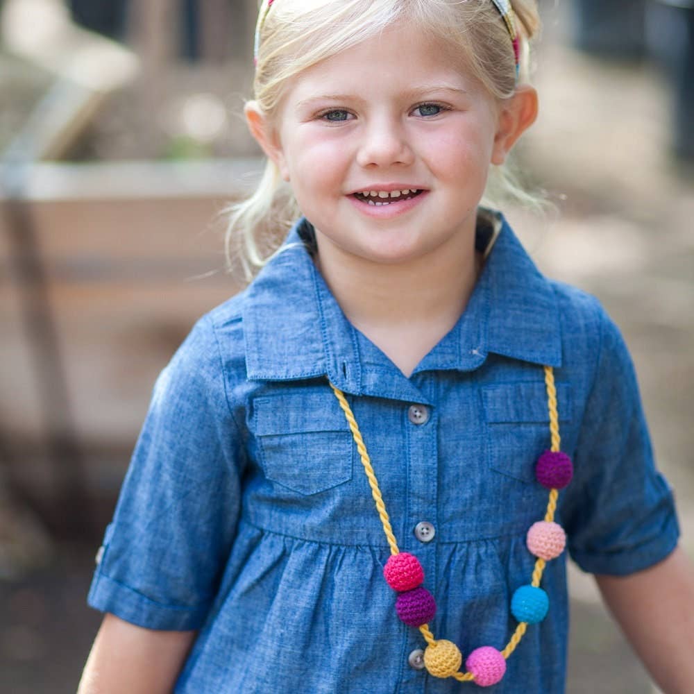 Kids Knitted Bead Necklace - Multi-color