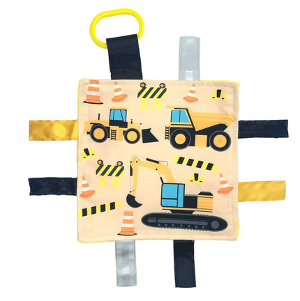 Crinkle Tag Sensory Toy-Construction Worker and Trucks