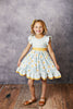 Kids Gingham Check Daisy Ruffle Twirl Spring Easter Dress