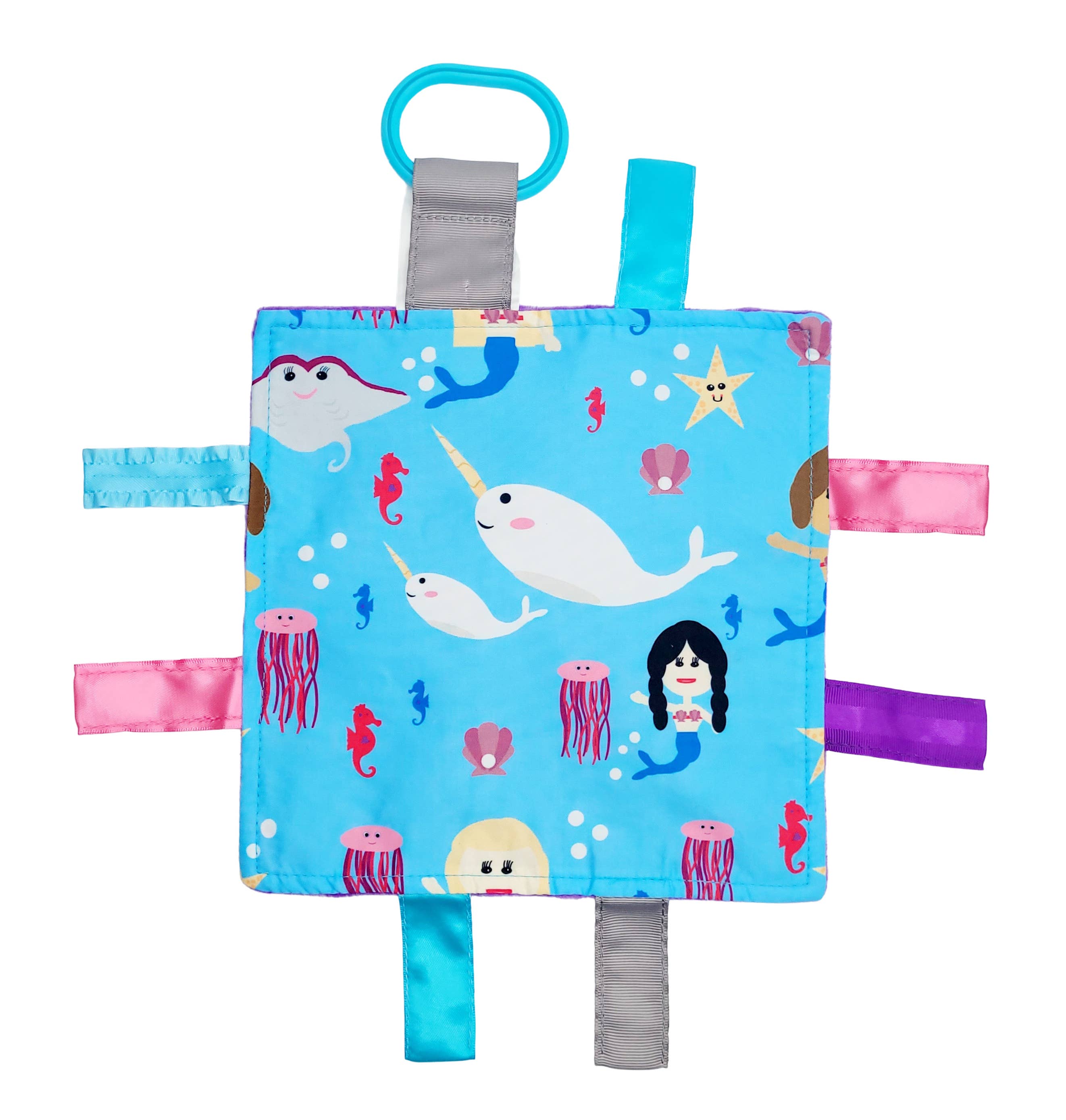 Crinkle Tag Square Toy-Mermaid Narwhal