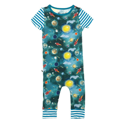 Vroom to the Planets Bamboo Romper with Side Zipper